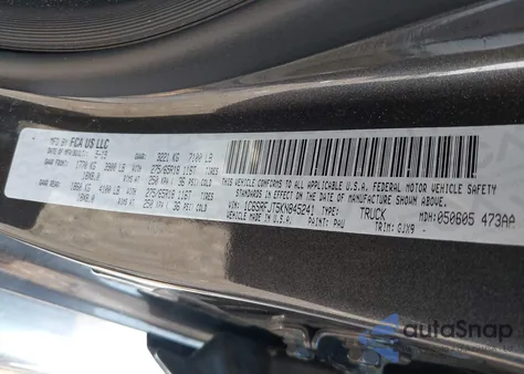 2019 Ram 1500 Laramie 4X4 5'7 Box from USA, damaged, VIN 1C6SRFJT5KN845241